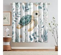 Générique Rideau Occultant Enfant, Rideaux Thermiques, Motif Tortue de Mer Dessin Animé, Decoration Maison, Tenture à Oeillets pour Salon Chambre Fenetre, L 110 x H 215, 2 Pièces - X646