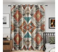 Générique Rideau Occultant Ethnique Aztèque, 75 x 166 (LxH) 2 Pieces, Opaque 95%, Motif Tribal Sud-Ouest, Rideaux Fenetre Thermiques à Oeillets, Decoration Maison Salon Chambre VMC165