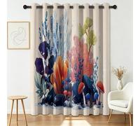 Générique Rideau Occultant Fantasy, Lot de 2 Rideaux Thermique Isolant à Oeillets Plante Corail Océan - Rideaux de Fenêtre Occultants pour Chambre Salon Fenetre110 X 215 cm (L x H)