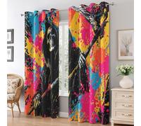 Générique Rideau Occultant Faucheuse, Rideaux Éclaboussures de Peinture Crâne, Rideau Thermique Anti Froid pour Salon Chambre Decoration, Lot de 2 Draperies Intérieur 117x137 cm PW&98