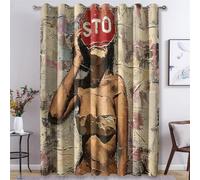 Générique Rideau Occultant Femme Sexy, Rideaux Motif Panneau Stop pour Decoration Salon Chambre Fenetre, Draperies Intérieurs à Oeillets Lot de 2, L 140 x H 200 cm s8