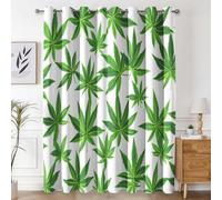 Générique Rideau Occultant Feuille de Cannabis, Rideaux Motif Cannabis pour Decoration Salon Chambre Fenetre, Draperies Intérieurs à Oeillets Lot de 2, L 140 x H 200 cm s73