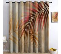 Générique Rideau Occultant Feuilles De Palmier À L'Aquarelle L 75 X H 166 cm, Occultants Polyester Rideaux Salon Moderne Beige Rideaux De Cuisine À Oeillets