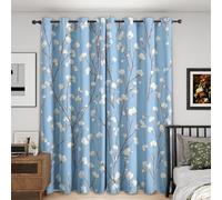 Générique Rideau Occultant Fleur Bleu, Rideaux à Oeillets Thermique pour Chambre Salon, Motif Floral Cottage, L 110 x H 215, 2 Pièces, Decoration Maison - P505