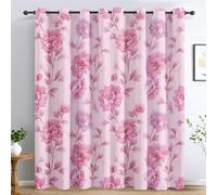 Générique Rideau Occultant Fleur Rose Chambre, Rideaux Fleurs Plante Filles Salon, Thermique à Oeillets Fenêtre Decoration, Opaque Draperies 2 Pièces, 140 x 225 cm (L x H) E-D14