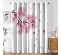 Générique Rideau Occultant Fleur Rose, Rideaux Motif Fleurs de Cerisier pour Decoration Salon Chambre Fenetre, Draperies Intérieurs à Oeillets Lot de 2, L 140 x H 200 cm s73