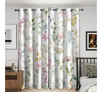 Générique Rideau Occultant Fleur Sauvage, Lot de 2 Rideaux Occultant Thermique Isolant à Oeillets, Motif Botanique Fleurs Aquarelle, Decoration Chambre Salon Fenetre, 140 L x 180 H (A/099)