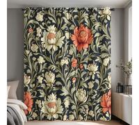 Générique Rideau Occultant Fleur Vintage, Decoration Chambre Salon, Rideaux Imprimé Motif Floral William Morris, Lot de 2 Rideaux Thermiques à Oeillets, 140x160 cm (LxH)