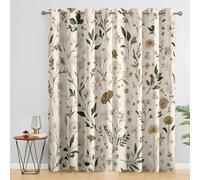 Générique Rideau Occultant Fleurs des Champs, Lot de 2 Rideaux Occultant Thermique Isolant à Oeillets, Motif Floral Vintage Rustique, Decoration Chambre Salon Fenetre, 140 L x 200 H Gz105-D