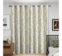 Générique Rideau Occultant Fleurs Jaune, Lot de 2 Rideaux Occultant Thermique Isolant à Oeillets, Motif Floral Rustique, Decoration Chambre Salon Fenetre, 117 L x 137 H Rc5128