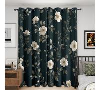 Générique Rideau Occultant Fleurs, Lot de 2 Rideaux Occultant Thermique Isolant à Oeillets, Motif Floral, Decoration Chambre Salon Fenetre, 140 L x 240 H (029-Y)