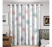 Générique Rideau Occultant Fleurs, Lot de 2 Rideaux Occultant Thermique Isolant à Oeillets, Motif Floral Coloré Aquarelle, Decoration Chambre Salon Fenetre, 75 L x 166 H (A/059)
