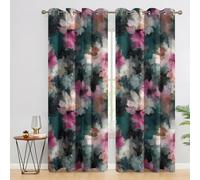 Générique Rideau Occultant Fleurs, Lot de 2 Rideaux Occultant Thermique Isolant à Oeillets, Motif Floral Abstrait, Decoration Chambre Salon Fenetre, 117 L x 137 H Rc4113