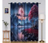 Générique Rideau Occultant Fleurs Roses Thermique à Oeillets Rideaux Paysages Naturels Voilage Fenetre pour Salon/Chambre, Isolation Lumière & Économie d’Énergie, Lot de 2 (140x200 cm) AJ1130