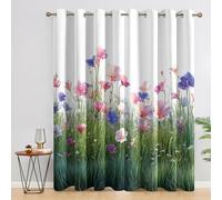 Générique Rideau Occultant Fleurs Sauvages, Rideaux et Draperies Intérieurs Floral Coloré Lot de 2, Rideau Salon Chambre Fenetre à Oeillets, L 117 x H 137 cm D&P16