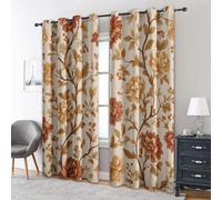 Générique Rideau Occultant Fleurs Vintage, Lot de 2 Rideaux Occultant Thermique Isolant à Oeillets, Motif Floral Feuillue, Decoration Chambre Salon Fenetre, 140 L x 180 H (5J-F)