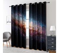 Générique Rideau Occultant Galaxie Coloré, Lot de 2 Rideaux Occultant Thermique Isolant à Oeillets, Motif Étoile Espace Voie Lactée, Decoration Chambre Salon Fenetre, 140 L x 180 H H-4