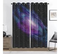 Générique Rideau Occultant Galaxie Violet, Motif Univers Nébuleuse, Rideaux Thermiques à Oeillets pour Chambre Salon, Ciel Étoilé Lot de 2 Décoration de Fenêtre 140x220 (LxH), yZi150