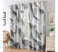 Générique Rideau Occultant Géométrique Salon, Rideaux Thermiques à Oeillets, Triangle 3D Abstrait Decoration Chambre Fenetre, Lot de 2 Draperies Intérieurs 117x183 cm (L x H) L-C&41