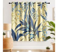 Générique Rideau Occultant Glamour Naturel Salon Moderne Thermique Isolant Anti Froid Polyester 2 Pièces 117 x 229 CM Rideaux De Fenêtre Plante Floral Feuille pour Chambre Cuisine Décoration
