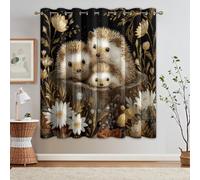 Générique Rideau Occultant Hérisson, Rideaux Thermiques, Motif Animaux Mignon Forêt des Bois, Decoration Maison, Tenture à Oeillets pour Salon Chambre Fenetre, L 75 x H 166, 2 Pièces - G457