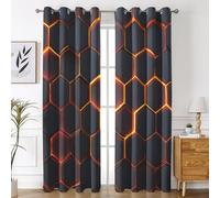 Générique Rideau Occultant Hexagone de Science-Fiction, Rideaux et Draperies Intérieurs Art Moderne Lot de 2, Rideau Salon Chambre Fenetre à Oeillets, L 140 x H 220 cm D&P30