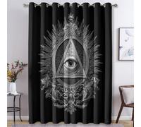 Générique Rideau Occultant œil Qui Voit Tout, Rideaux Motif Mauvais œil pour Decoration Salon Chambre Fenetre, Draperies Intérieurs à Oeillets Lot de 2, L 117 x H 137 cm s13