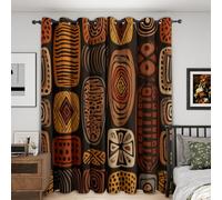 Générique Rideau Occultant Imprimé Africain Tribal, Rideaux à Oeillets Thermique pour Chambre Salon, Motif Ethnique Afrique, L 117 x H 137, 2 Pièces, Decoration Maison - Y833