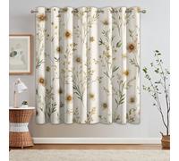 Générique Rideau Occultant Imprimé Fleurs Sauvages, Rideaux à Oeillets Thermique pour Chambre Salon, Motif Floral Botanique, L 140 x H 220, 2 Pièces, Decoration Maison - Z789