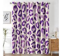 Générique Rideau Occultant Imprimé léopard Violet, Lot de 2 Rideaux Occultant Thermique Isolant à Oeillets, Art Abstrait, Decoration Chambre Salon Fenetre, 70 L x 245 PZ1060