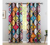 Générique Rideau Occultant Imprimé Mandala, Lot de 2 Rideaux Occultant Thermique Isolant à Oeillets, Style bohème, Decoration Chambre Salon Fenetre, 140 L x 260 PZ1001