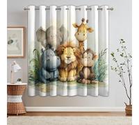 Générique Rideau Occultant Imprimé Safari Enfant, Rideaux à Oeillets Thermique pour Chambre Salon, Motif Animaux de la Jungle, L 140 x H 160, 2 Pièces, Decoration Maison - W452