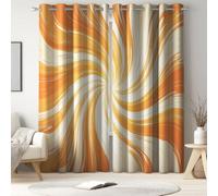 Générique Rideau Occultant Imprimés Abstrait Spirale, Rideaux Isolant Thermique à Oeillets Dynamique Ondulation Ligne pour Salon Chambre,2 Rideaux et Draperies L 140 x H 200 cm