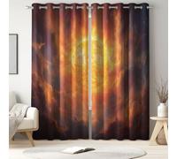 Générique Rideau Occultant Imprimés Science-Fiction Planète, Rideaux Isolant Thermique à Oeillets Spectaculaire Soleil Nébuleuse pour Salon Chambre,2 Rideaux et Draperies L 140 x H 240 cm