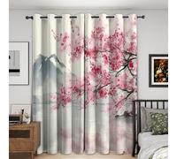 Générique Rideau Occultant Japonais, Lot de 2 Rideaux Occultant Thermique Isolant à Oeillets, Motif Asiatique Fleurs de Cerisier, Decoration Chambre Salon Fenetre, 140 L x 240 H Rc2527