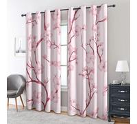 Générique Rideau Occultant Japonaises Fleur 2 Pièces, L 117 x H 183 - Rideaux Fenetre Imprimé Rose Sakura Decoration Chambre, Salon, Draperies Intérieurs à Oeillets AP&72