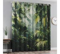 Générique Rideau Occultant Jungle, Rideaux Feuilles de Palmier Forêt Tropicale pour Salon et Chambre, Rideau Occultant Thermiques avec Oeillets, 2 Pièces 140X200 cm (LXH) X&-182