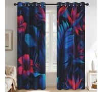 Générique Rideau Occultant Jungle Tropicale Chambre, Rideaux Fleurs Tropicale Salon, Thermique à Oeillets Fenêtre Decoration, Opaque Draperies 2 Pièces, 140 x 200 cm (L x H) E-D43