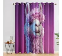Générique Rideau Occultant Lama Violet, Lot de 2 Rideaux Occultant Thermique Isolant à Oeillets, Motif Mignon Alpaga Enfant Drôle Animaux, Decoration Chambre Salon Fenetre, 110 L x 215 H (G111-z)