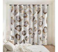 Générique Rideau Occultant Léopard Blanc Or, Decoration Chambre Salon, Rideaux Imprimé Motif Texture Marbre Guépard, Lot de 2 Rideaux Thermiques à Oeillets, 117x183 cm (LxH)