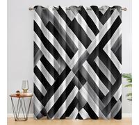 Générique Rideau Occultant Ligne Géométrique, Rideaux et Draperies Intérieurs Illusion d'optique Lot de 2, Rideau Salon Chambre Fenetre à Oeillets, L 140 x H 220 cm D&P16