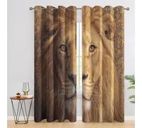 Générique Rideau Occultant Lion, Rideaux Animaux Sauvage Africain pour Salon et Chambre, Rideau Occultant Thermiques avec Oeillets, 2 Pièces 117X137 cm (LXH) X&-17