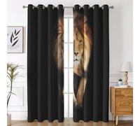 Générique Rideau Occultant Lion, Rideaux Motif Animaux Sauvage, Lot de 2 Rideau et Draperies Intérieurs à Oeillets, Rideaux pour Cuisine Chambre Salon, 117x183 cm (LxH) K-J13
