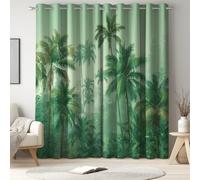 Générique Rideau Occultant Lot De 2 Tenture Opaque à Oeillets de Rideaux Phonique Anti Bruit et Beau Plante Forêt Thermiques Rideaux occultant pour Chambre et Maison et Dressing Vert