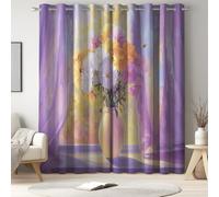 Générique Rideau Occultant Lot De 2 Tenture Opaque à Oeillets de Rideaux Phonique Anti Bruit et Beau Plante Floral Thermiques Rideaux occultant pour Chambre et Maison et Dressing Violet