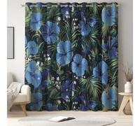 Générique Rideau Occultant Lot De 2 Tenture Opaque à Oeillets de Rideaux Phonique Anti Bruit et Beau Plante Floral Thermiques Rideaux occultant pour Chambre et Maison et Dressing Bleu