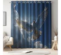 Générique Rideau Occultant Lot De 2 Tenture Opaque à Oeillets de Rideaux Phonique Anti Bruit et Beau Animal Aigle Thermiques Rideaux occultant pour Chambre et Maison et Dressing Bleu