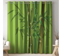 Générique Rideau Occultant Lot De 2 Tenture Opaque à Oeillets de Rideaux Phonique Anti Bruit et Dessiné à la Main Plante Feuilles Thermiques Rideaux occultant pour Chambre et Maison et Dressing Vert