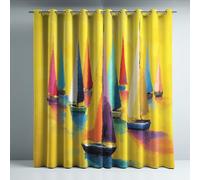 Générique Rideau Occultant Lot De 2 Tenture Opaque à Oeillets de Rideaux Phonique Anti Bruit et Vintage Plume Bateau Thermiques Rideaux occultant pour Chambre et Maison et Dressing Jaune