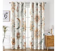 Générique Rideau Occultant Lune Soleil Étoile, Rideaux et Draperies Intérieurs Céleste Bohème Lot de 2, Rideau Salon Chambre Fenetre à Oeillets, L 117 x H 183 cm D&P27